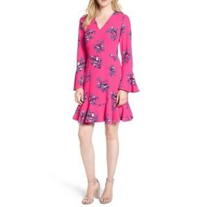 Draper James Women's Pink Magnolia Mockingbird Dress Bell Sleeve Size 8 $245